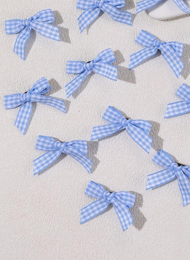 Take Two Pack of 15 - Blue Gingham Bow Hair Clip - Image 4
