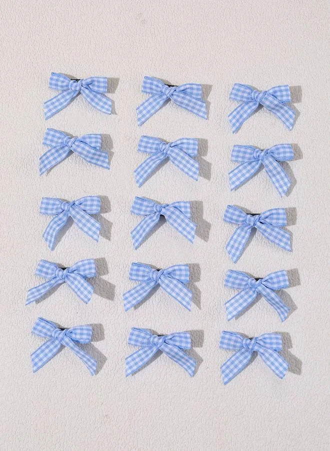 Take Two Pack of 15 - Blue Gingham Bow Hair Clip
