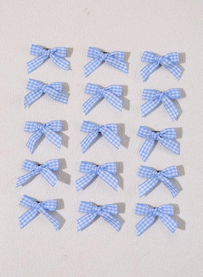 Take Two Pack of 15 - Blue Gingham Bow Hair Clip - Image 2