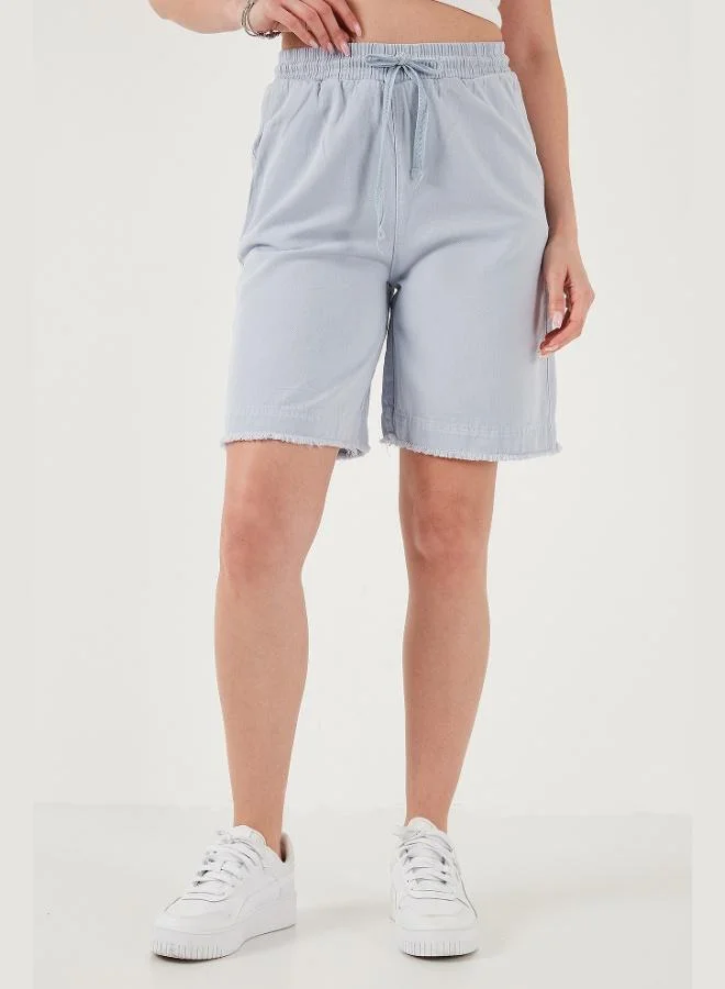 Lela Lela Cotton Standard Fit Regular Waist Tie Pocket Shorts Women's Shorts 668YP5326