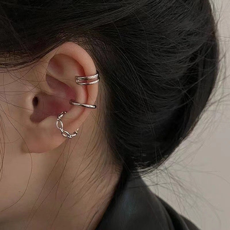 Elegant Non-Fade Clip-On Earrings for Women A- 5: geometric ear bone clip (A set of 3)