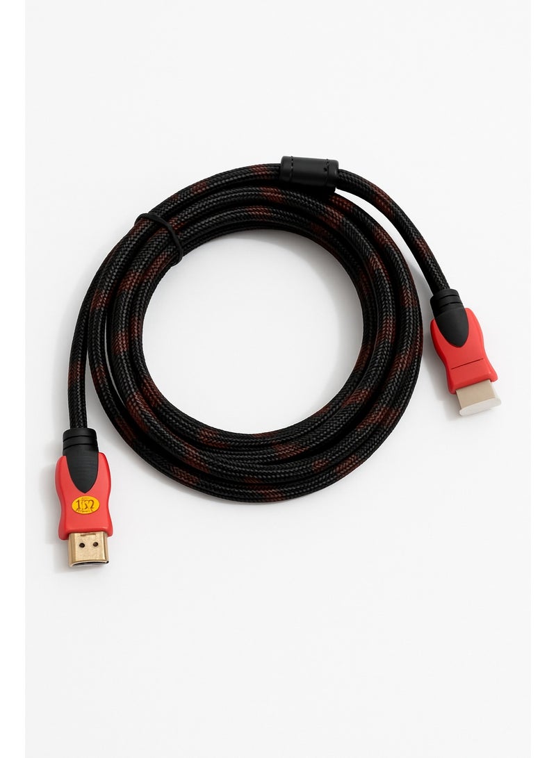HDMI Male to HDMI Male Cable – 3M (Red & Black Braided)  - Image 2