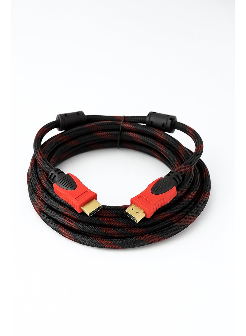HDMI Male to HDMI Male Cable – 3M (Red & Black Braided)  - Image 1