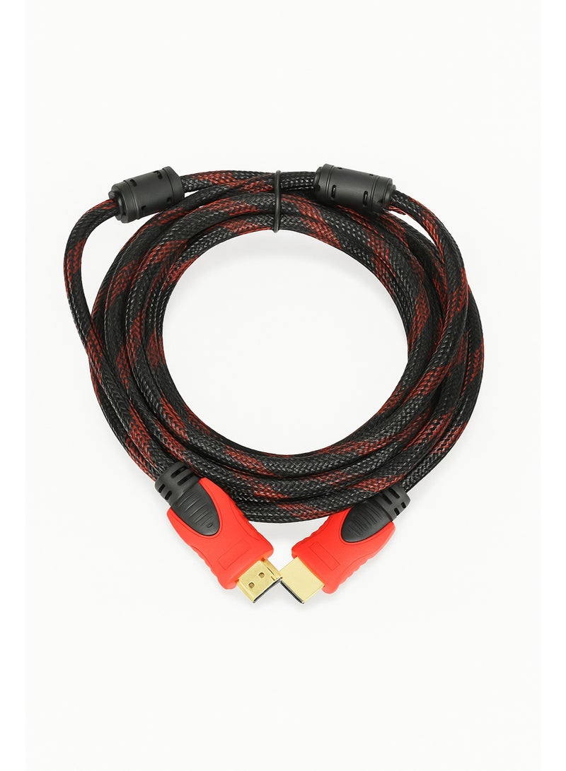 HDMI Male to HDMI Male Cable – 3M (Red & Black Braided)  - Image 3