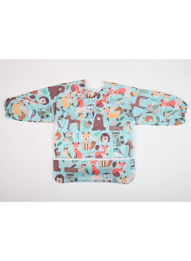 Sigzagor Baby Bib Long Sleeved Shirt With Pocket 1-3 years old Toddler Kids (Animal Forest) - Image 2