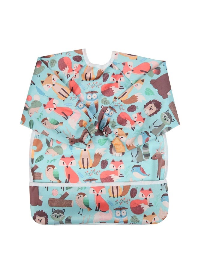 Sigzagor Baby Bib Long Sleeved Shirt With Pocket 1-3 years old Toddler Kids (Animal Forest) - Image 1