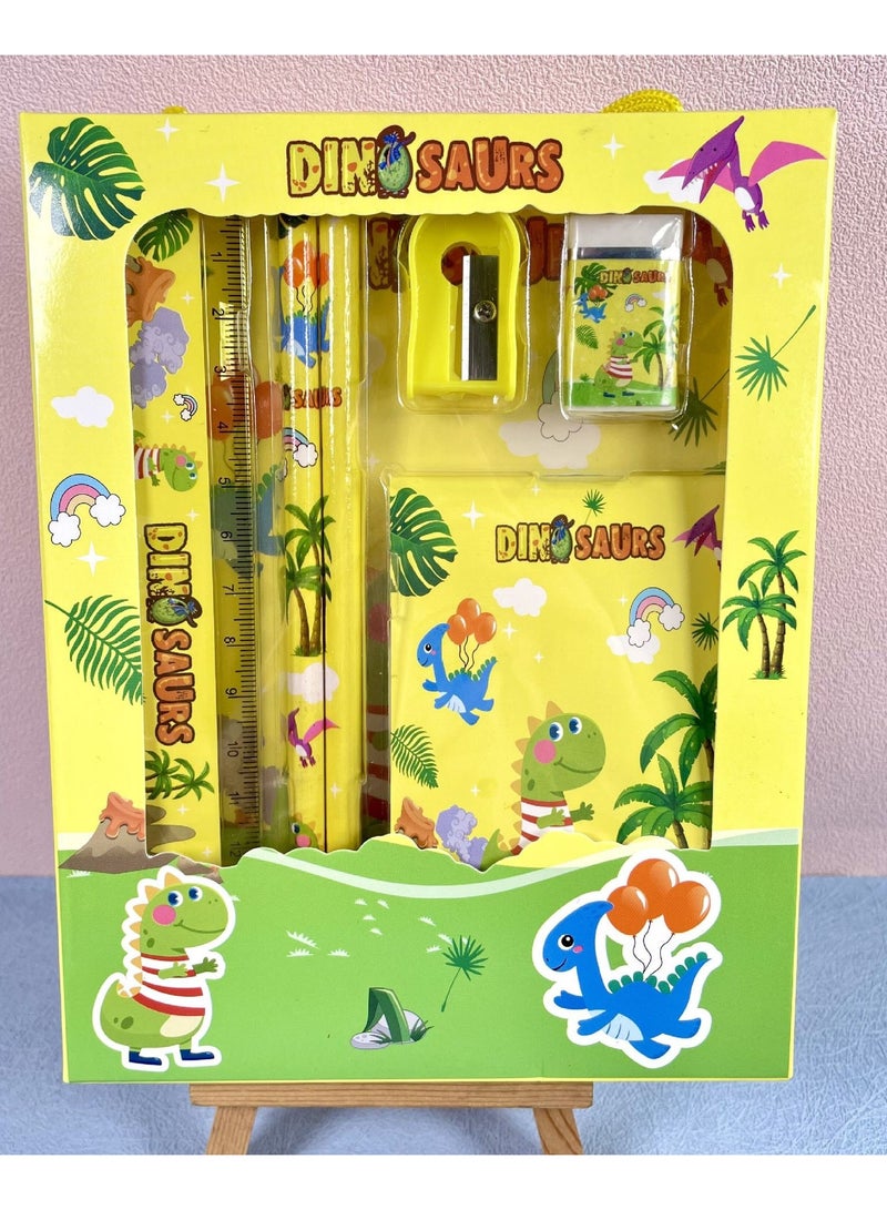 Generic 6-Pcs Dinosaur Stationery Set for Girl, Kids Stationery Gifts Set, Pencil, Ruler, Mini Notebook, Rubber, Sharpener, School Supplies for Kids Back to School Gifts  - Image 3