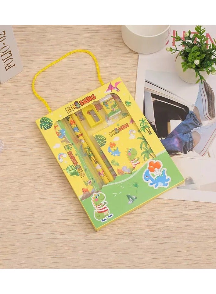 Generic 6-Pcs Dinosaur Stationery Set for Girl, Kids Stationery Gifts Set, Pencil, Ruler, Mini Notebook, Rubber, Sharpener, School Supplies for Kids Back to School Gifts  - Image 5