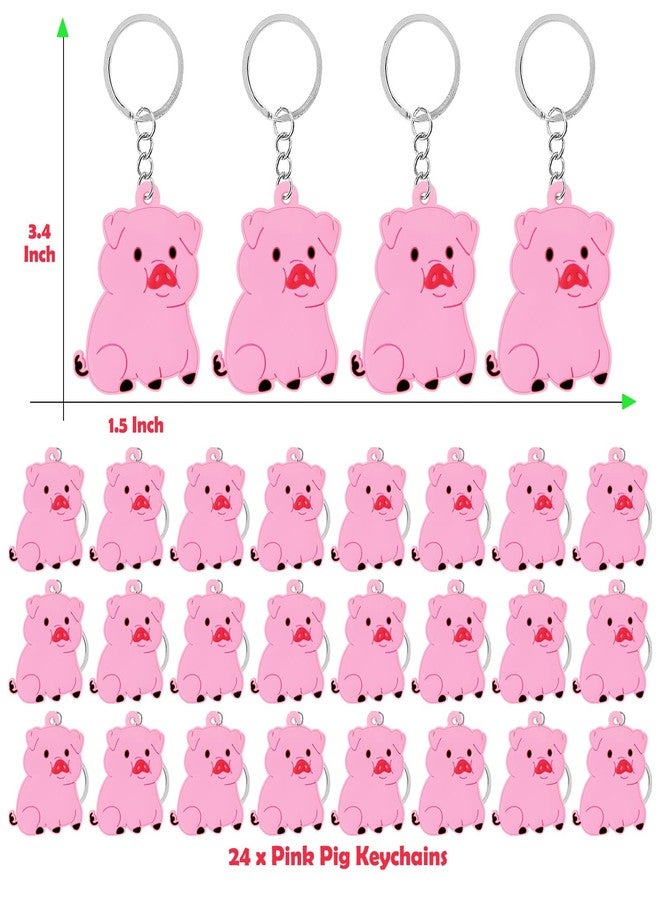 CiciBear 24 Pack Pink Pig Keychains Party Decoration for Guests, Pink Pig Themed Party, Baby Shower, School Party, Kids Birthday - Image 2