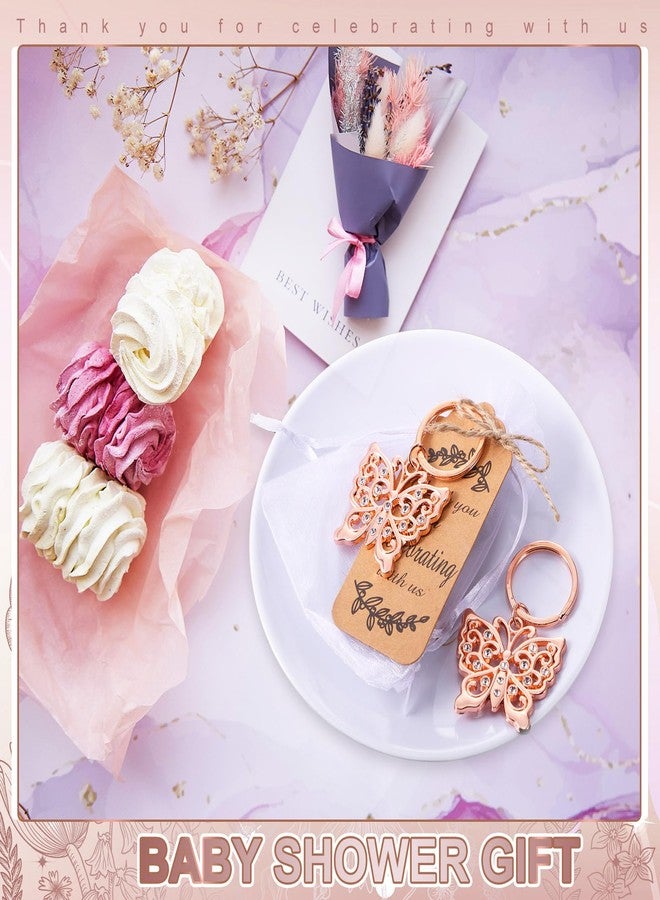 Ecation 20 Set Butterfly Keychain Party Favor Butterfly Thank You Keyring Gift Metal Animal Keychain Souvenir Thank You Tag for Guest Baptism Baby Shower Wedding Birthday Thanksgiving (Rose Gold) - Image 5