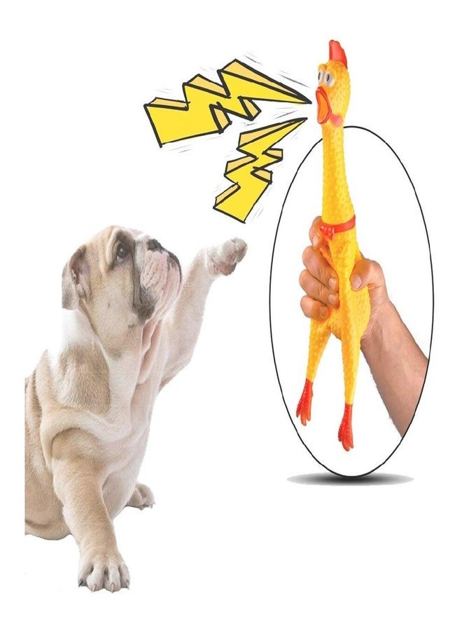 PETLICIOUS & MORE لعبة مضغ على شكل دجاجة مطاطية تصدر صوتاً من بيتليشوس آند مور (كبيرة، صفراء) + بطاقة تعريف مجانية للكلاب - Image 2