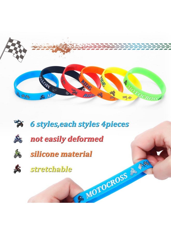 Aoriher 24 Pieces Dirt Bike Party Favors Dirt Bike Rubber Bracelets Silicone Wristbands Checkered Flag Motocross Birthday Party Gifts Bag Stuffer For Girl Boy Dirt Bike Extreme Sports Racing Party Supplies - Image 2