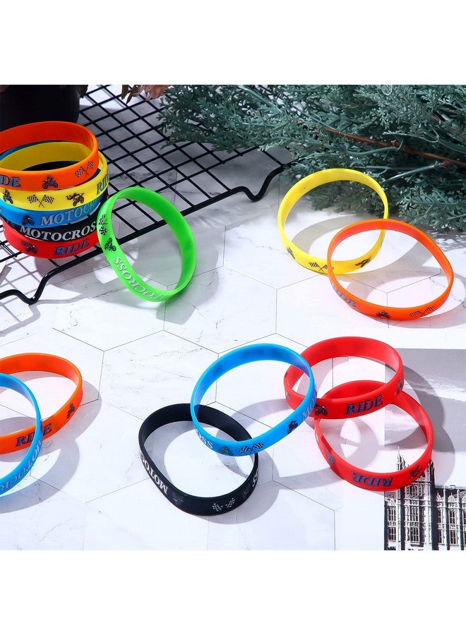 Aoriher 24 Pieces Dirt Bike Party Favors Dirt Bike Rubber Bracelets Silicone Wristbands Checkered Flag Motocross Birthday Party Gifts Bag Stuffer For Girl Boy Dirt Bike Extreme Sports Racing Party Supplies - Image 4
