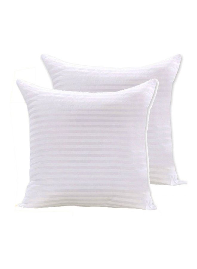 2-Piece Soft Striped Hotel Cushion Microfiber White 45 x 45centimeter