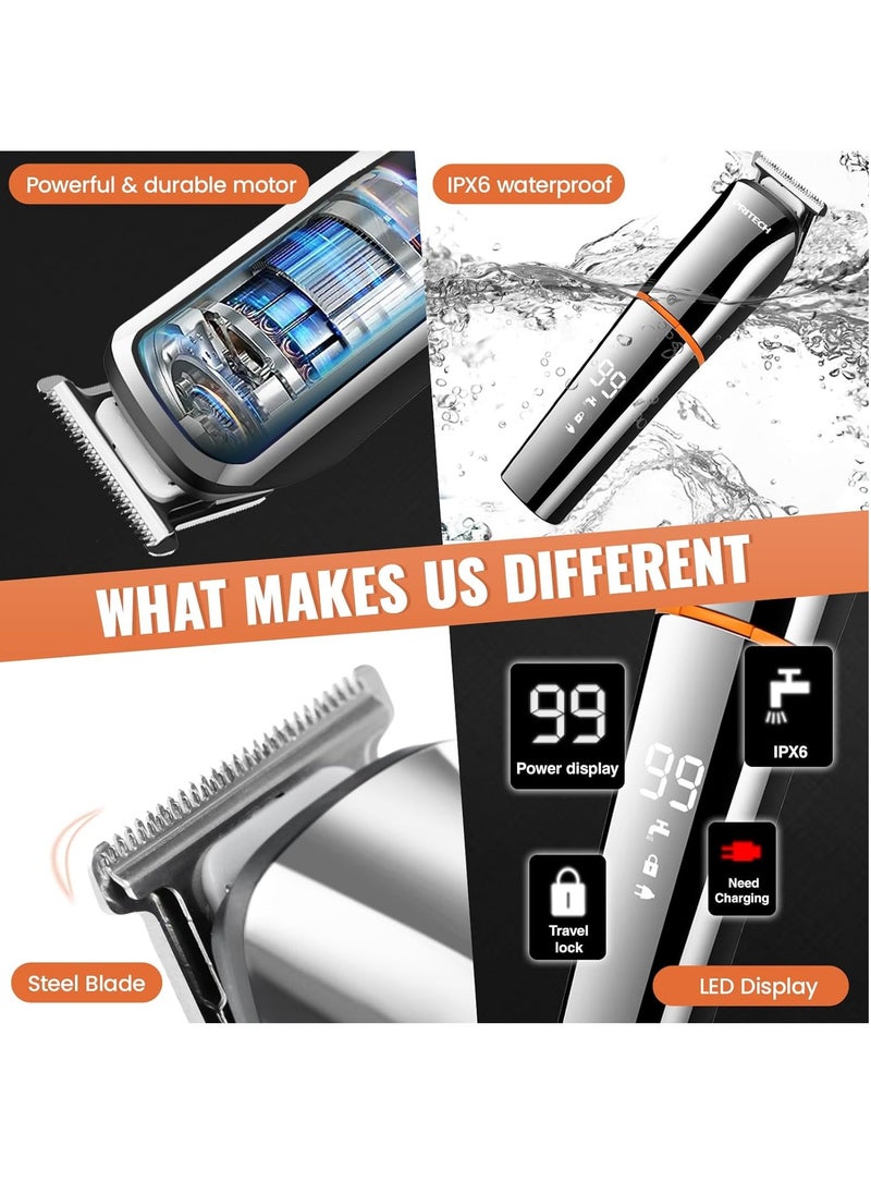 pritech PRITECH Hair Clippers Beard Trimmer for Men Cordless Hair Trimmer Hair Cutting Groomer Kit USB Rechargeable 6 in 1  - Image 4