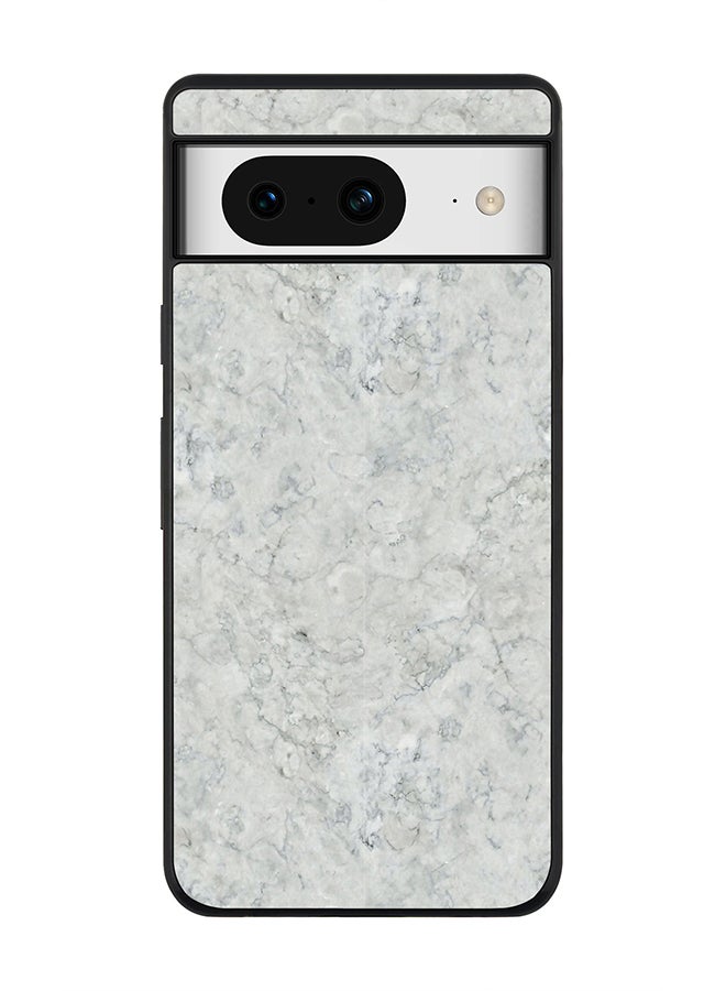 Stylizedd Rugged Black Edge case for Google Pixel 8, Custom Slim fit Flexible Anti Drop Thin Phone Case Cover - Marble Texture White - Image 1