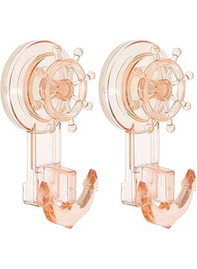 Amber Rotatable Suction Cup Hooks 2 Pack Strong Traceless Bathroom Wall Hooks for Towels Robes Storage - Image 1