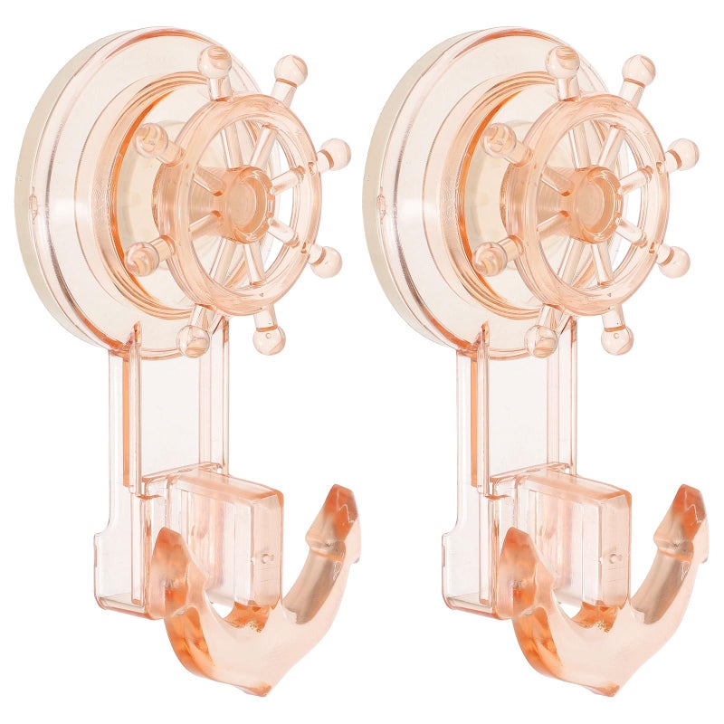 Amber Rotatable Suction Cup Hooks 2 Pack Strong Traceless Bathroom Wall Hooks for Towels Robes Storage - Image 2