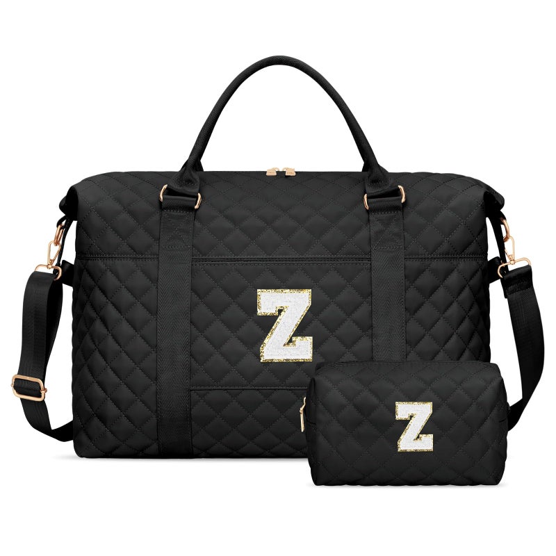 CLOUDWINGS Gifts for Women Initial Travel Duffle Bag Personalized Weekender Overnight Bags Gift for Mom Friend College Girl Graduation TeacherBlackZ - Image 2