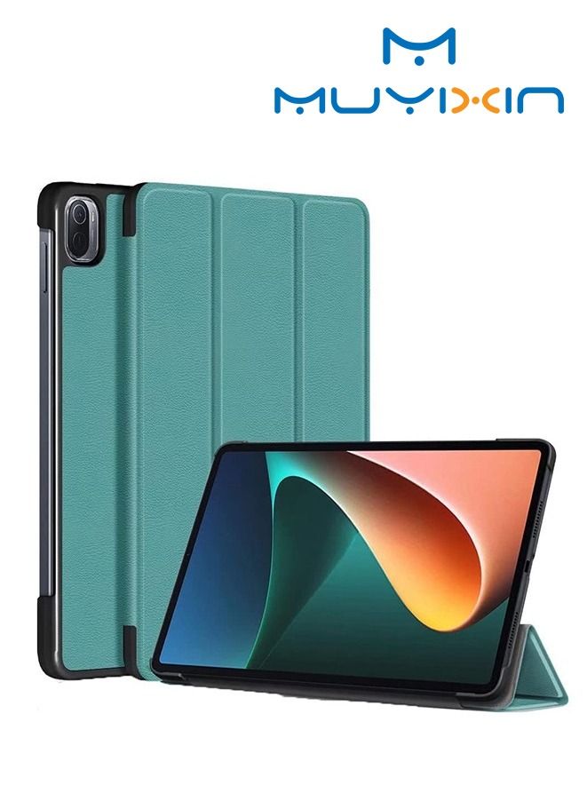 Muyixin Case For Xiaomi Pad 5/5 Pro, Premium PU Leather Case Flip Tablet Smart Magnetic Leather Case Bracket Case (Green) - Image 1