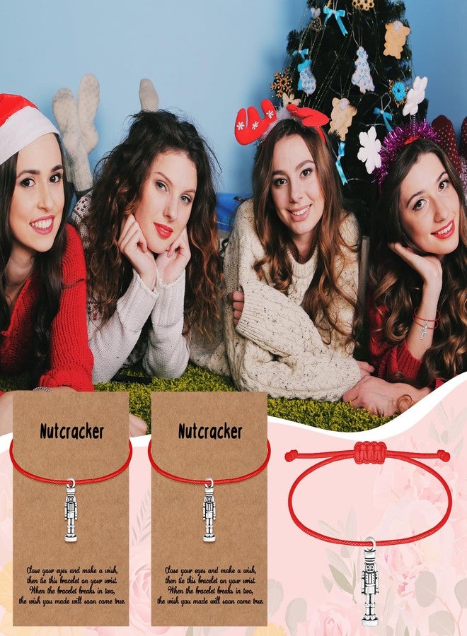 Tondiamo Christmas Nutcracker Bracelets Gifts Bulk for Women 12 Tibetan Silver Nutcracker Soldier Bracelets Charm with Adjustable Braided String 12 Greeting Cards Xmas Christmas Braided Party Favors Gifts - Image 5