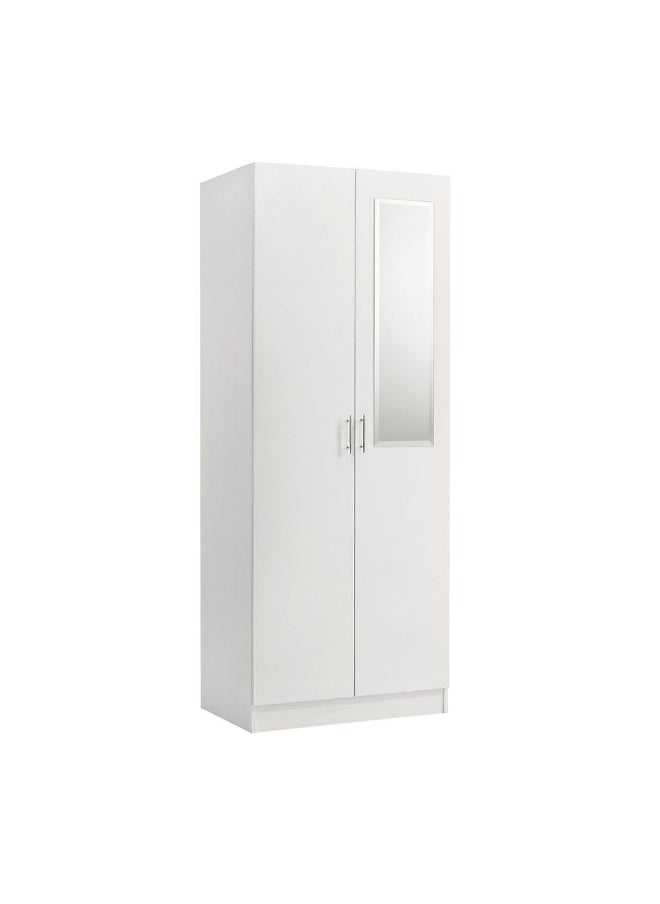 DANUBE HOME Notis 2 Door Wardrobe With Drawer And Mirror Sturdy Closet Clothes Storage Cupboard Modern Design Space Saving Swing Door Cabinet For Bedroom L78Xw56Xh200Cm - Gloss White  - Image 2