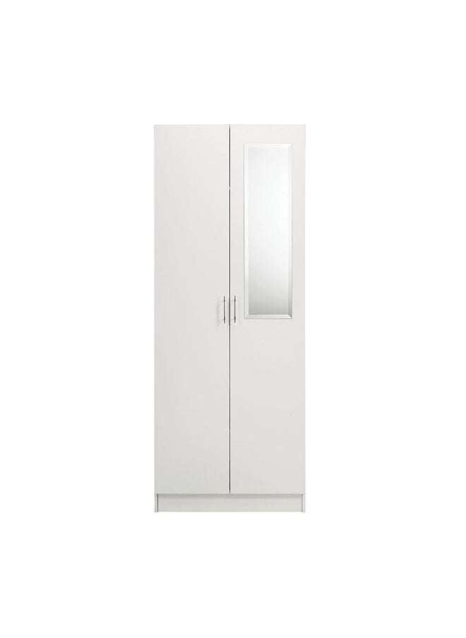 DANUBE HOME Notis 2 Door Wardrobe With Drawer And Mirror Sturdy Closet Clothes Storage Cupboard Modern Design Space Saving Swing Door Cabinet For Bedroom L78Xw56Xh200Cm - Gloss White  - Image 4