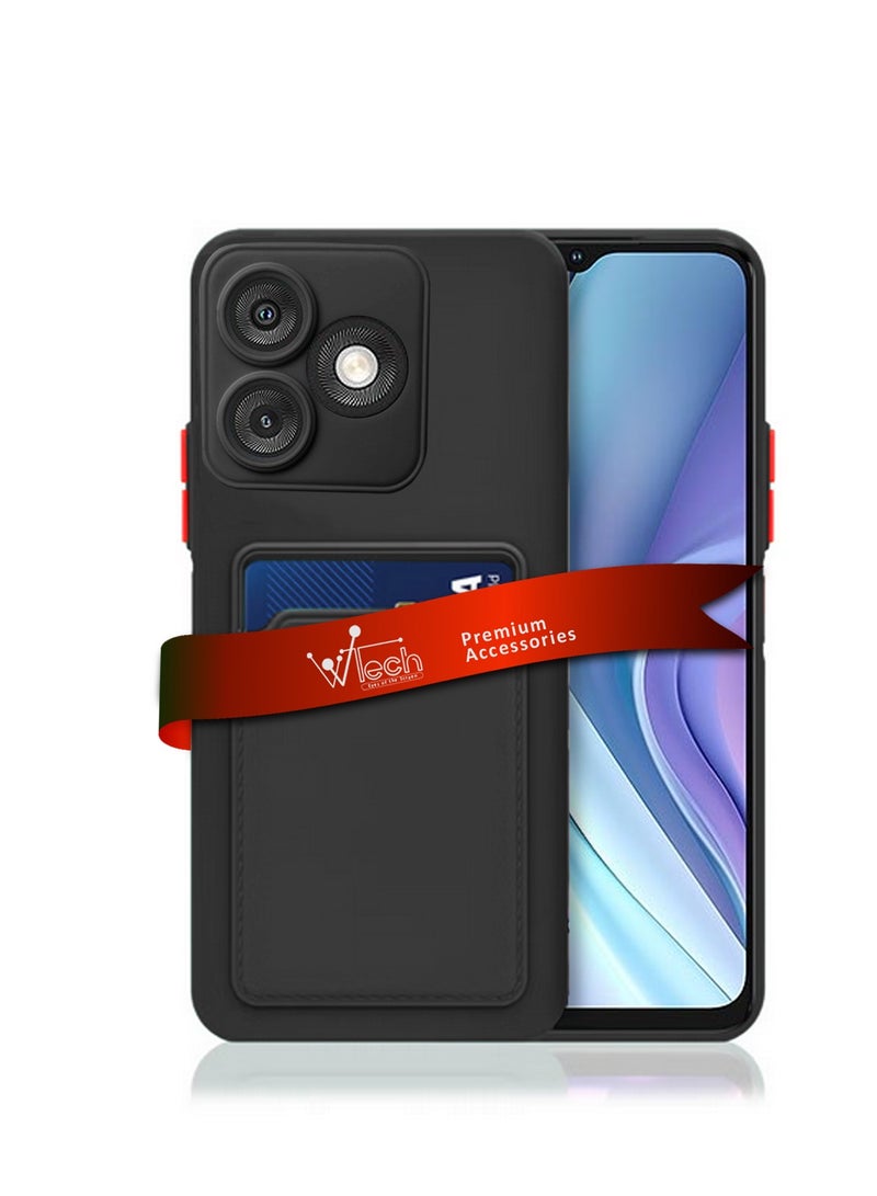Wtech Itel A50 4G 2024 Silicone TPU With Card Holder Case Cover Black  - Image 1
