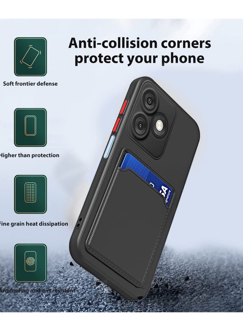 Wtech Itel A50 4G 2024 Silicone TPU With Card Holder Case Cover Black  - Image 2