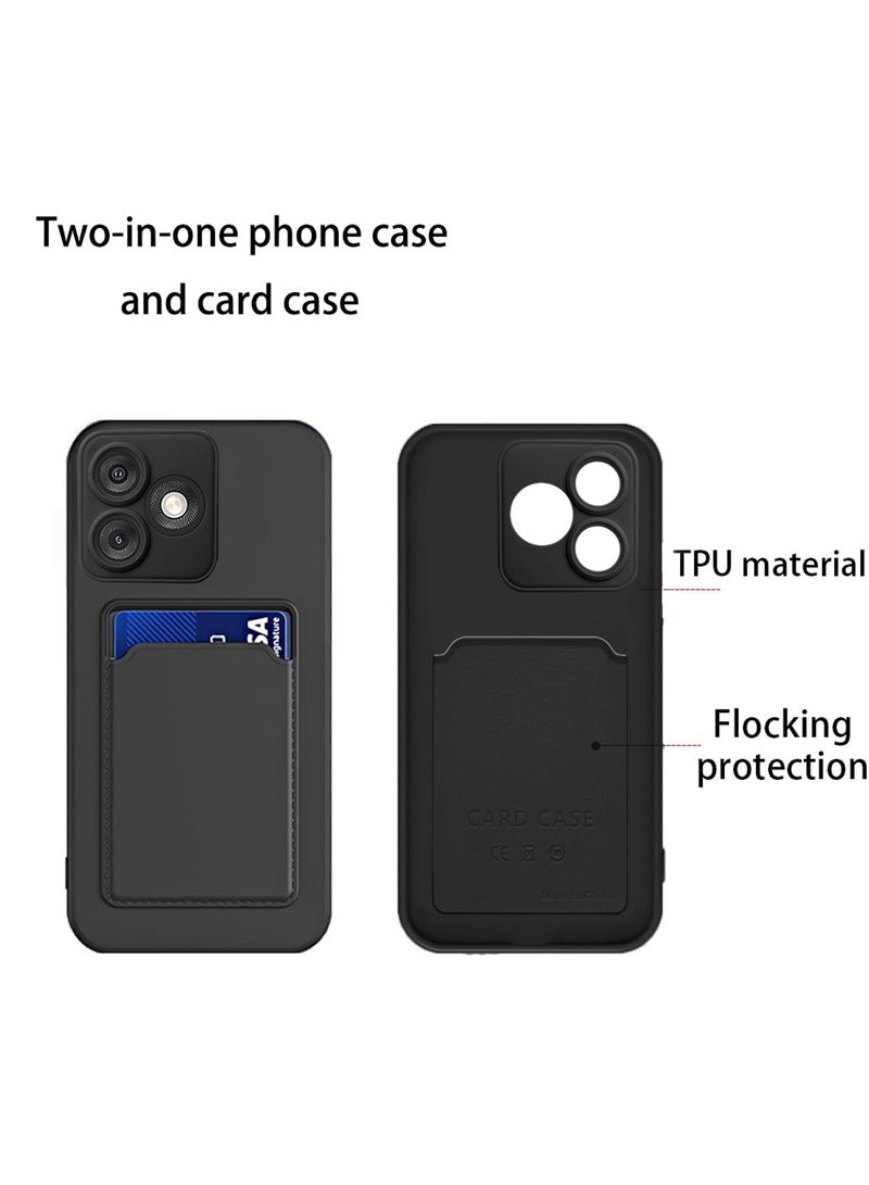 Wtech Itel A50 4G 2024 Silicone TPU With Card Holder Case Cover Black  - Image 4