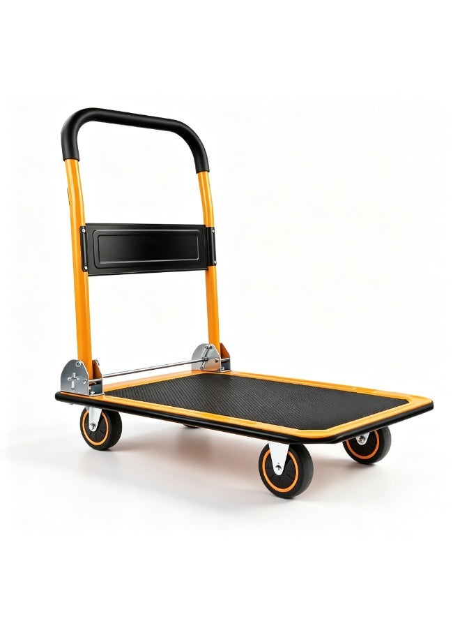 Anvanke Heavy Duty Foldable Platform Hand Truck, 330 LBS Load Capacity Large Flatbed Cart with Foldable Handle, Multi-Purpose Utility Trolley for Home, Garage and Warehouse - Image 1