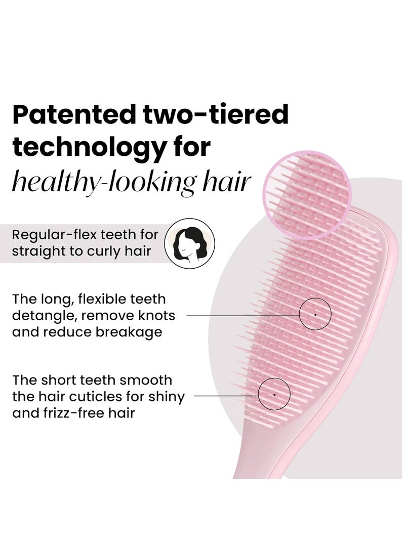 spa luxetique The Ultimate Detangler Hairbrush | For Wet & Dry Hair | Detangles All Hair Types | Reduces Breakage, Eliminates Knots | Two-Tiered Teeth & Comfortable Handle | Millennial Pink  - Image 2