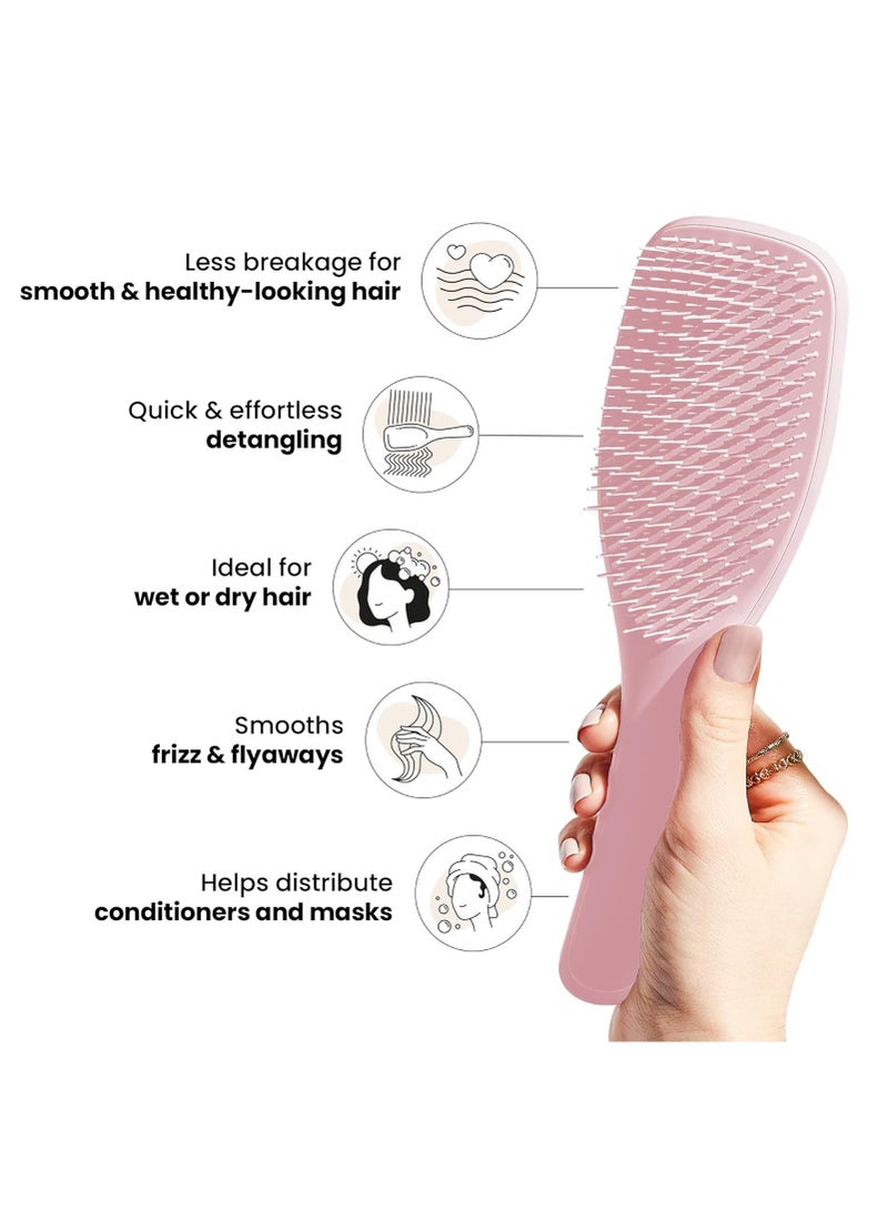 spa luxetique The Ultimate Detangler Hairbrush | For Wet & Dry Hair | Detangles All Hair Types | Reduces Breakage, Eliminates Knots | Two-Tiered Teeth & Comfortable Handle | Millennial Pink  - Image 4