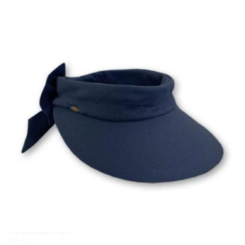 Scala Women's Deluxe Big Brim Cotton Visor with Bow, Navy, One Size - Image 3
