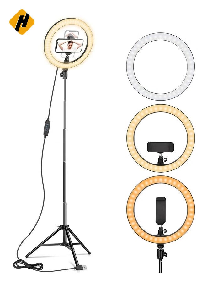 HuHa Ring Light 25cm with Tripod Stand & Phone Holder for YouTube Video, Desktop Camera Led Ring Light for Streaming, Makeup, Selfie Photography Compatible with iPhone Android  - Image 1