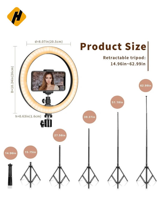 HuHa Ring Light 25cm with Tripod Stand & Phone Holder for YouTube Video, Desktop Camera Led Ring Light for Streaming, Makeup, Selfie Photography Compatible with iPhone Android  - Image 3