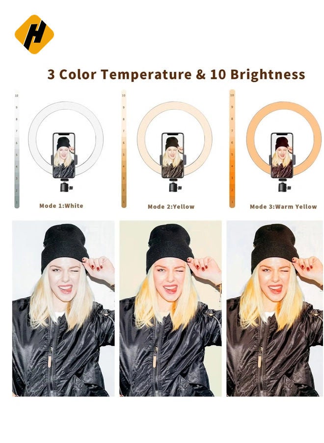 HuHa Ring Light 25cm with Tripod Stand & Phone Holder for YouTube Video, Desktop Camera Led Ring Light for Streaming, Makeup, Selfie Photography Compatible with iPhone Android  - Image 4