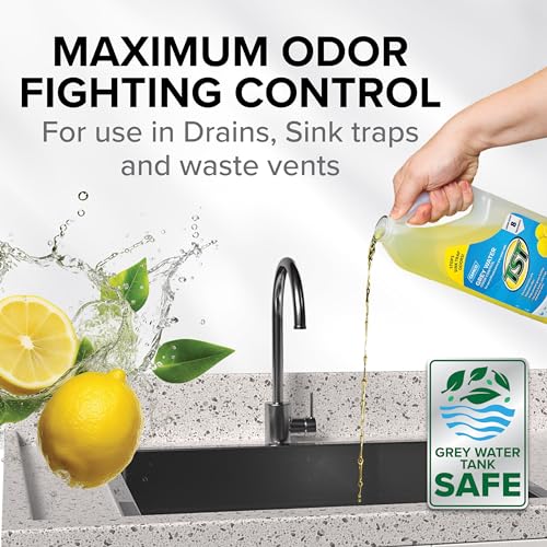 Camco TST Camper/RV Grey Water Odor Control - Features Septic Safe Biodegradable Formula - Removes Grease Build-Up in Black Water Tank, Sink & Shower Drains - Fresh Lemon Scent, 32-oz Bottle (40252) - Image 4