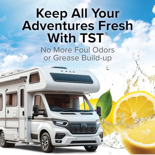 Camco TST Camper/RV Grey Water Odor Control - Features Septic Safe Biodegradable Formula - Removes Grease Build-Up in Black Water Tank, Sink & Shower Drains - Fresh Lemon Scent, 32-oz Bottle (40252) - Image 5