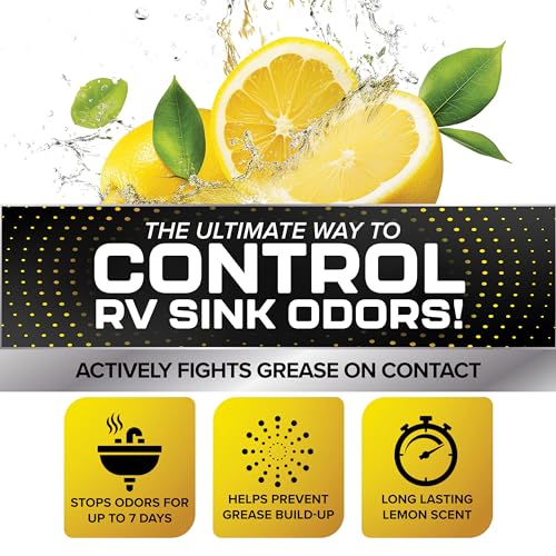 Camco TST Camper/RV Grey Water Odor Control - Features Septic Safe Biodegradable Formula - Removes Grease Build-Up in Black Water Tank, Sink & Shower Drains - Fresh Lemon Scent, 32-oz Bottle (40252) - Image 3