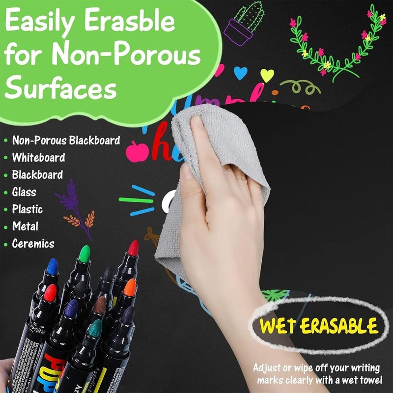 KASTWAVE 8 Color Dry Erase Markers Set, Low-Odor Whiteboard Pens for Teachers & Office, Fine Tip Erasable Markers for Writing on Whiteboard, Glass, Mirror, Easy to Clean with Quick-Dry Ink - Image 3