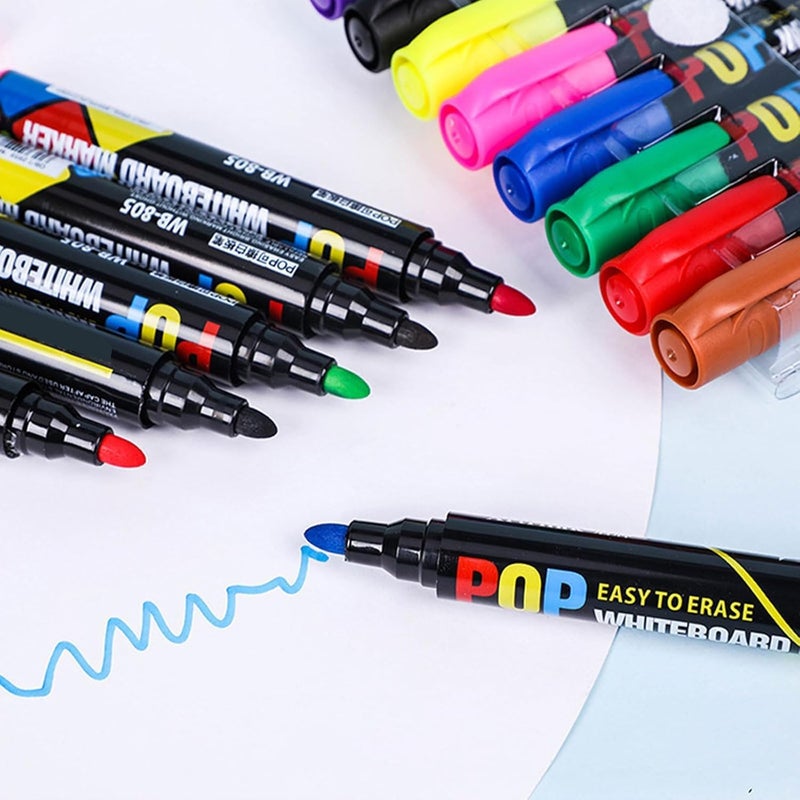 KASTWAVE 8 Color Dry Erase Markers Set, Low-Odor Whiteboard Pens for Teachers & Office, Fine Tip Erasable Markers for Writing on Whiteboard, Glass, Mirror, Easy to Clean with Quick-Dry Ink - Image 2