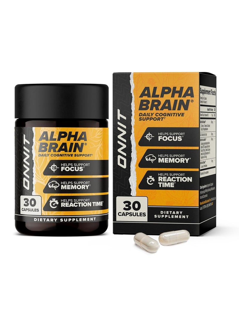 Onnit - ONNIT Alpha Brain (30ct) - Over 1 Million Bottles Sold - Nootropic Brain Booster Supplement - Promotes Focus, Concentration & Memory - Alpha GPC, L Theanine, Bacopa Monnieri, Huperzine A, Vitamin B6 - Image 1