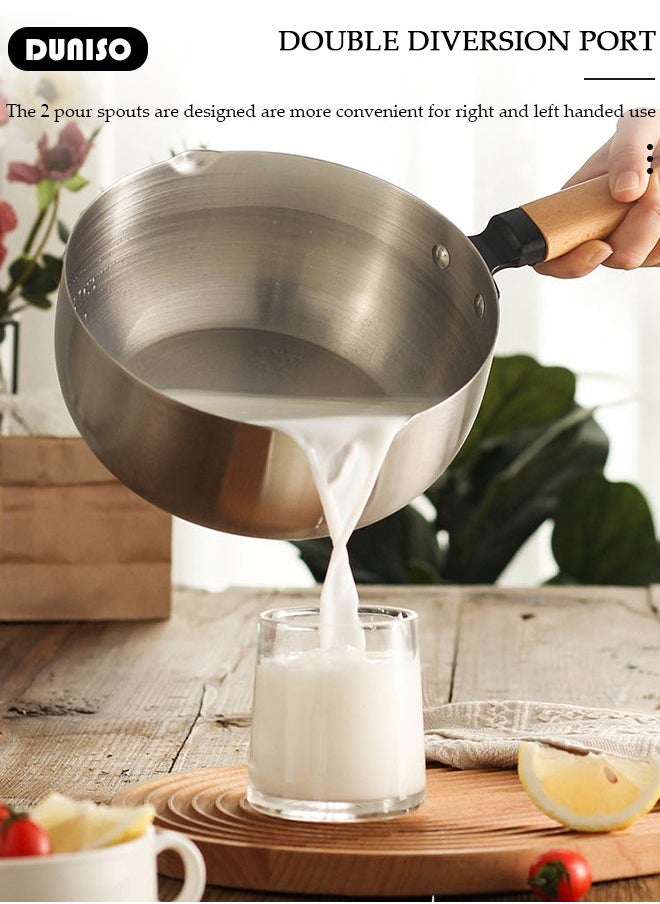 DUNISO 20cm Stainless Steel Snow Pot,Soup Pot Single Handle Stainless Steel Food Supplement Pot Snow Pan for Hot Milk|Baby Household Stove, Saucepans(Lid not included)  - Image 5