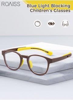 roaiss Kids Blue Light Blocking Glasses Anti Eyestrain Computer Glasses Gaming Eyewear UV400 Protection with Light Weight TR90 Frame for Boys Girls and Children Age 3-12 Brown  - Image 1