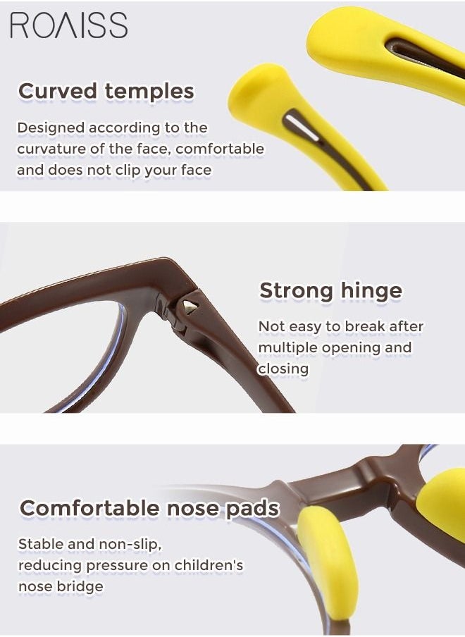 roaiss Kids Blue Light Blocking Glasses Anti Eyestrain Computer Glasses Gaming Eyewear UV400 Protection with Light Weight TR90 Frame for Boys Girls and Children Age 3-12 Brown  - Image 4