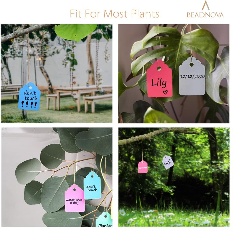 BEADNOVA BEADNOVA Plant Hanging Tags 500pcs Tags with String Reusable Plant Labels Markers Plastic Garden Signs Garden Markers for Outdoor 2 Inch Mix Color  - Image 5