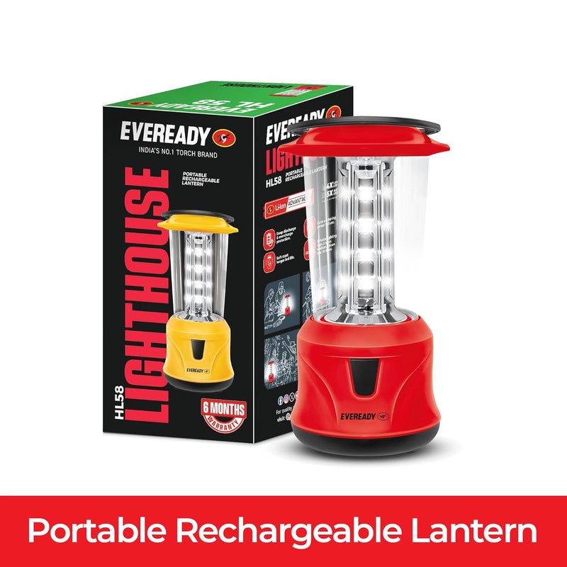 Eveready HL58, Rechargeable 4.8W Emergency Lantern, Overcharge & Deep Discharge Protection, Easy Plug & Play Charging, 360° Lighting - Image 2