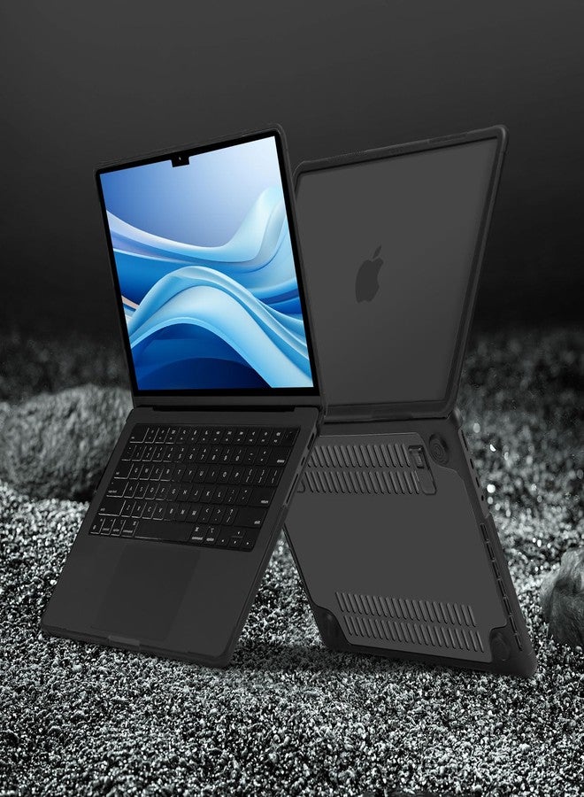 موسيسو جراب موسيسو متوافق مع ماك بوك برو 14 بوصة 2025-2021 M5 M4 M3 M2 M1 A3434 A3112 A3185 A3401 A2918 A2992 A2779 A2442، جراب صلب شديد التحمل مع حامل وغطاء لوحة مفاتيح وغشاء شاشة ونوع C، أسود - Image 5