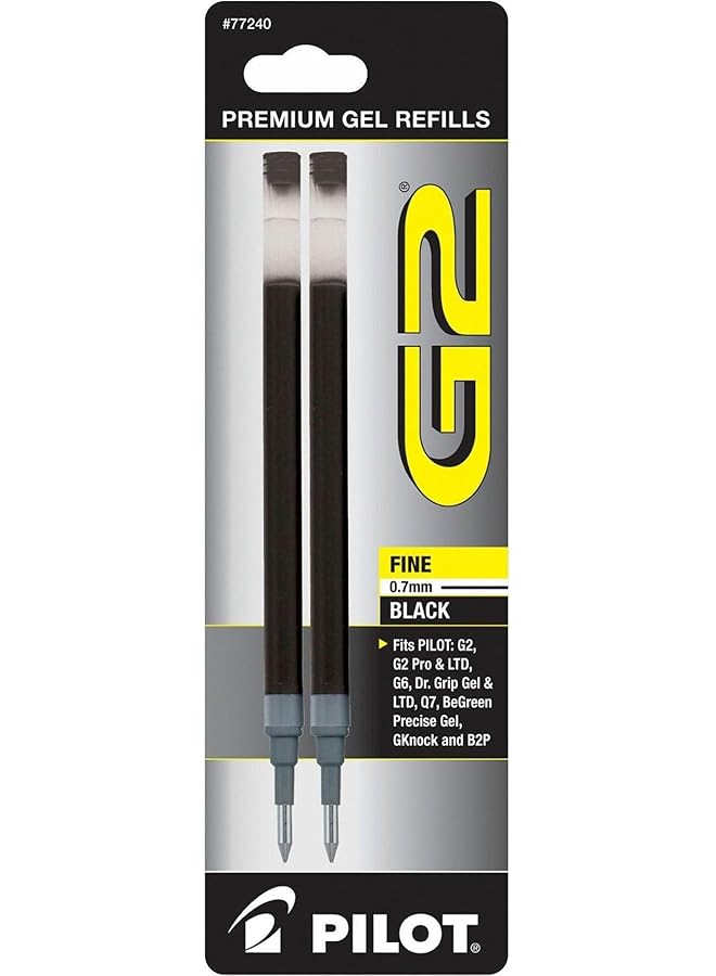 PILOT G2 Gel Ink Refill 2 Pack For Rolling Ball Pens Fine Point Black Ink 77240 - Image 2
